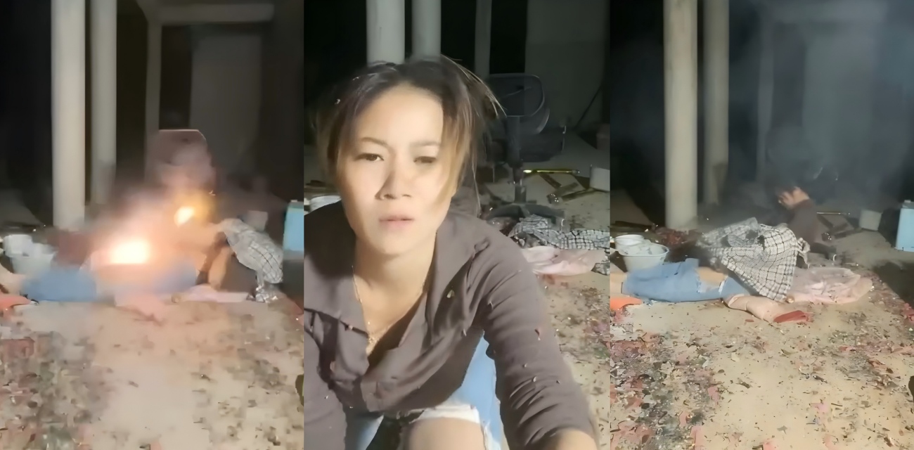 狠人女主播 夜间荒废建筑内 低俗直播惩罚 鞭炮炸逼视频火爆全网