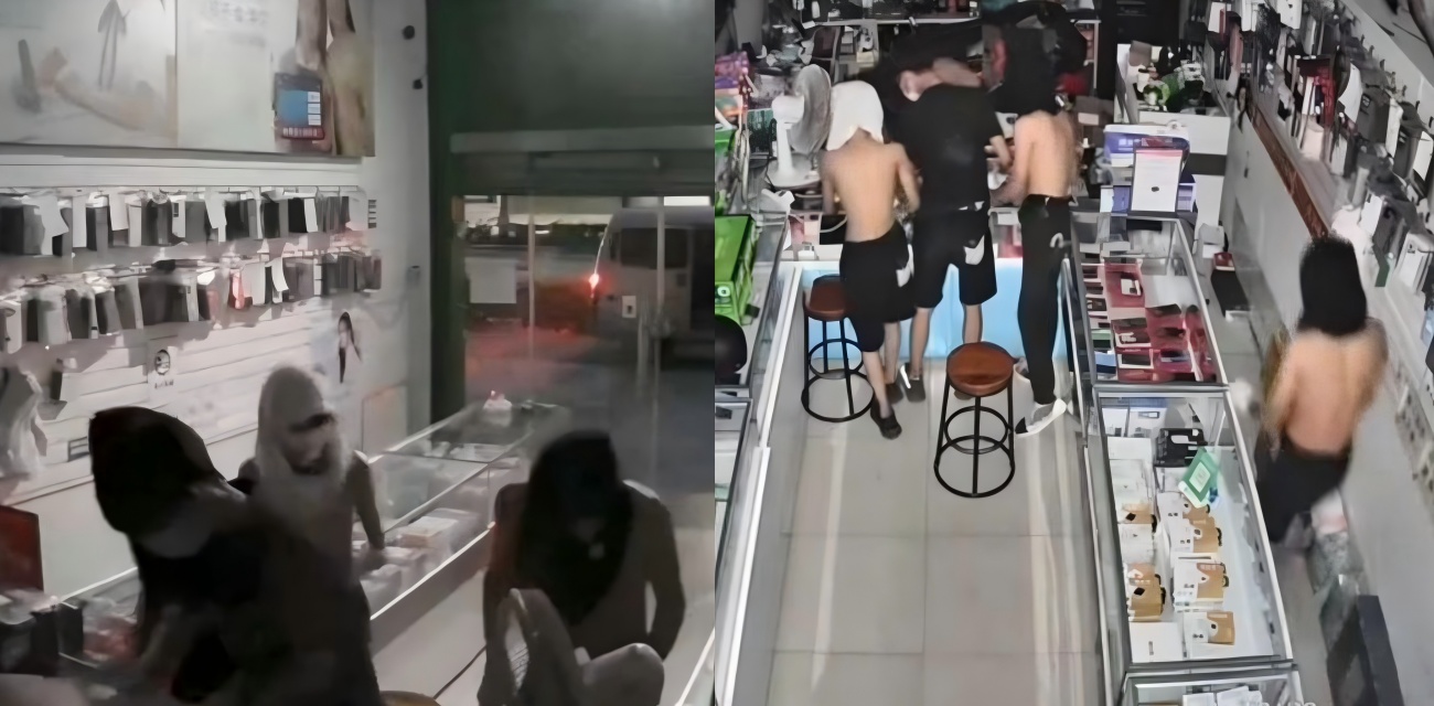 临汾翼城凌晨 5个蒙面贼砸店偷手机 小店老板欲哭无泪