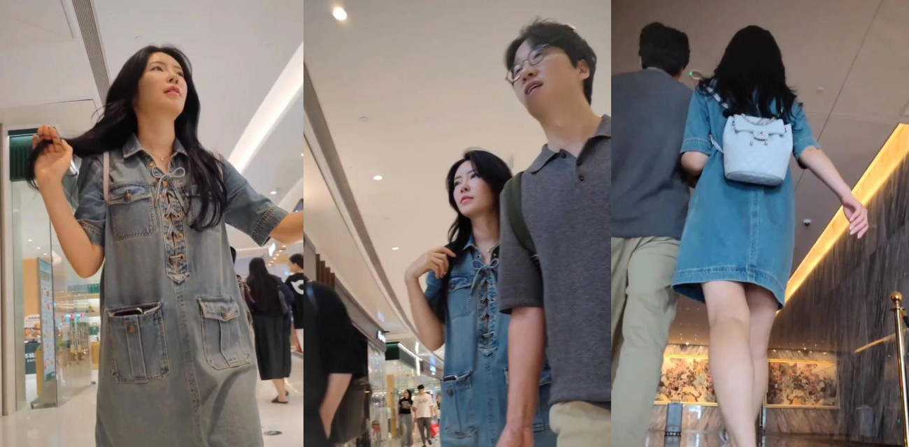 顶级少妇跟老板逛街 全身真空只有一件外套傍身 被抄底大神拍摄到 这老板吃的太好了