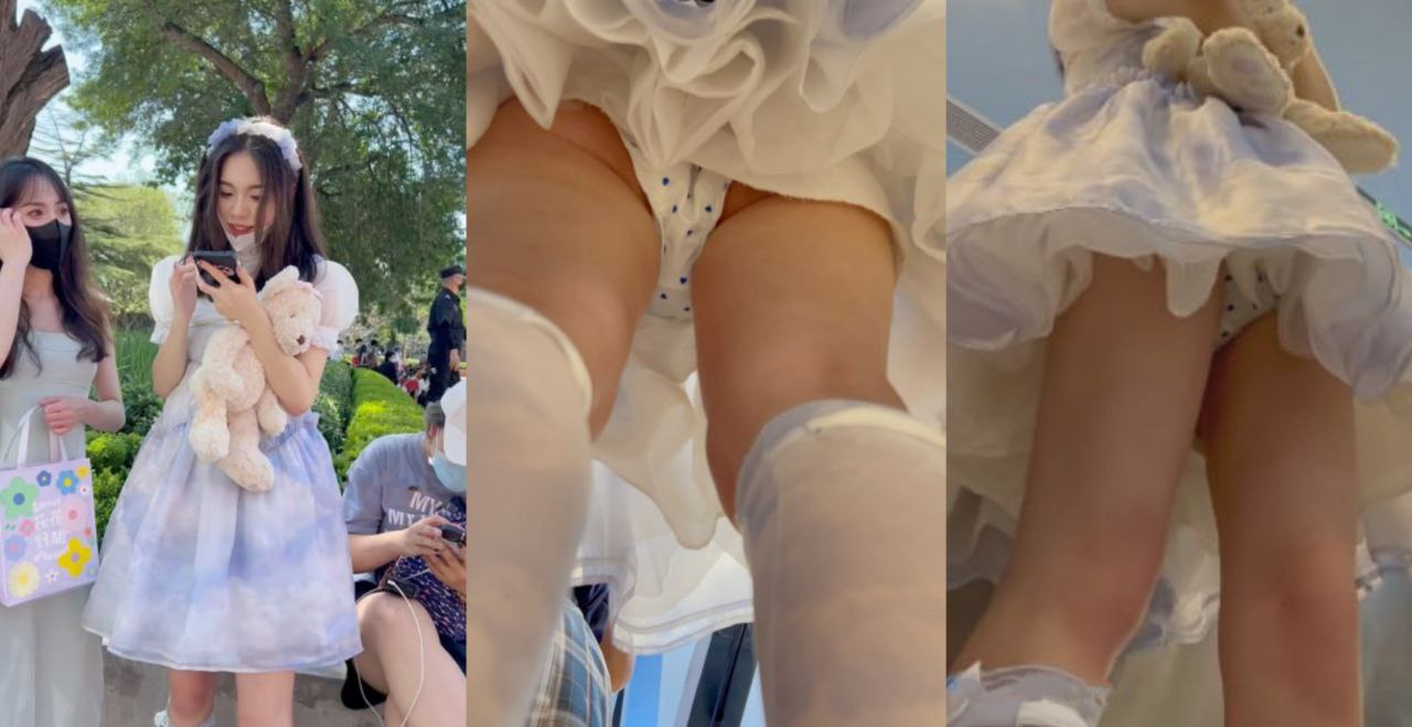 偷拍系列 抄底极品洛丽塔白袜小美女 竟然穿着可爱的白色白点内裤