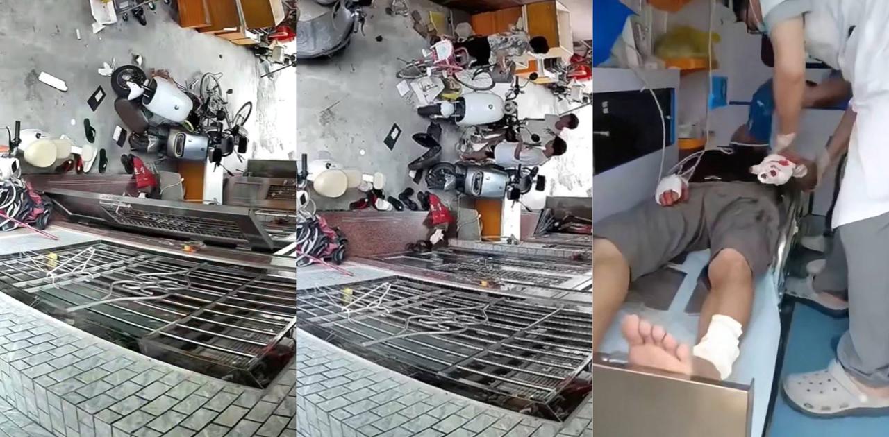 潮汕小区监控曝光 黑衣奶奶因电动车挡路推隔壁男孩 对骂后冲过去多次揪头发 家长出面升级拿刀砍人遭反砍血溅当场全过程