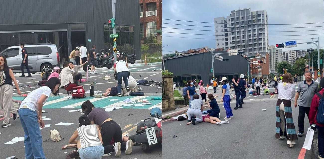 台湾新北市三峡区突发汽车冲撞事件 事发北大国小门前 多名路人及小学生倒地