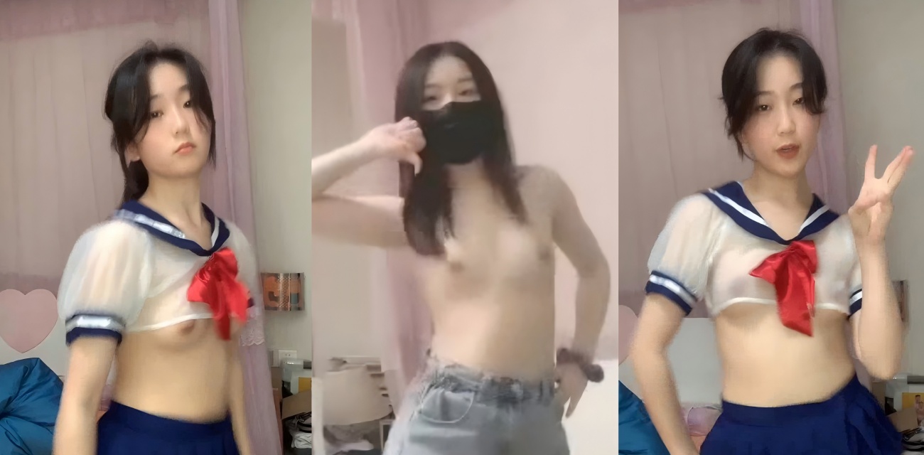学妹火辣裸舞 透明学生装啥也没穿 撩裙露奶一字马 牛仔短裤继续嗨