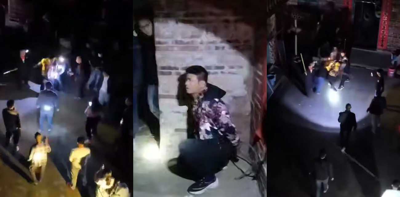 超热闹 广西横县半夜捉贼 全村出动 男女老少围堵小偷 按倒在地五花大绑