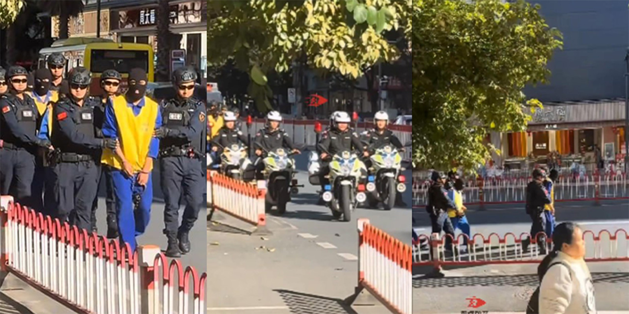 云南头套脚链游街震慑 黑老大低头社死 4K高清现场多少年未见