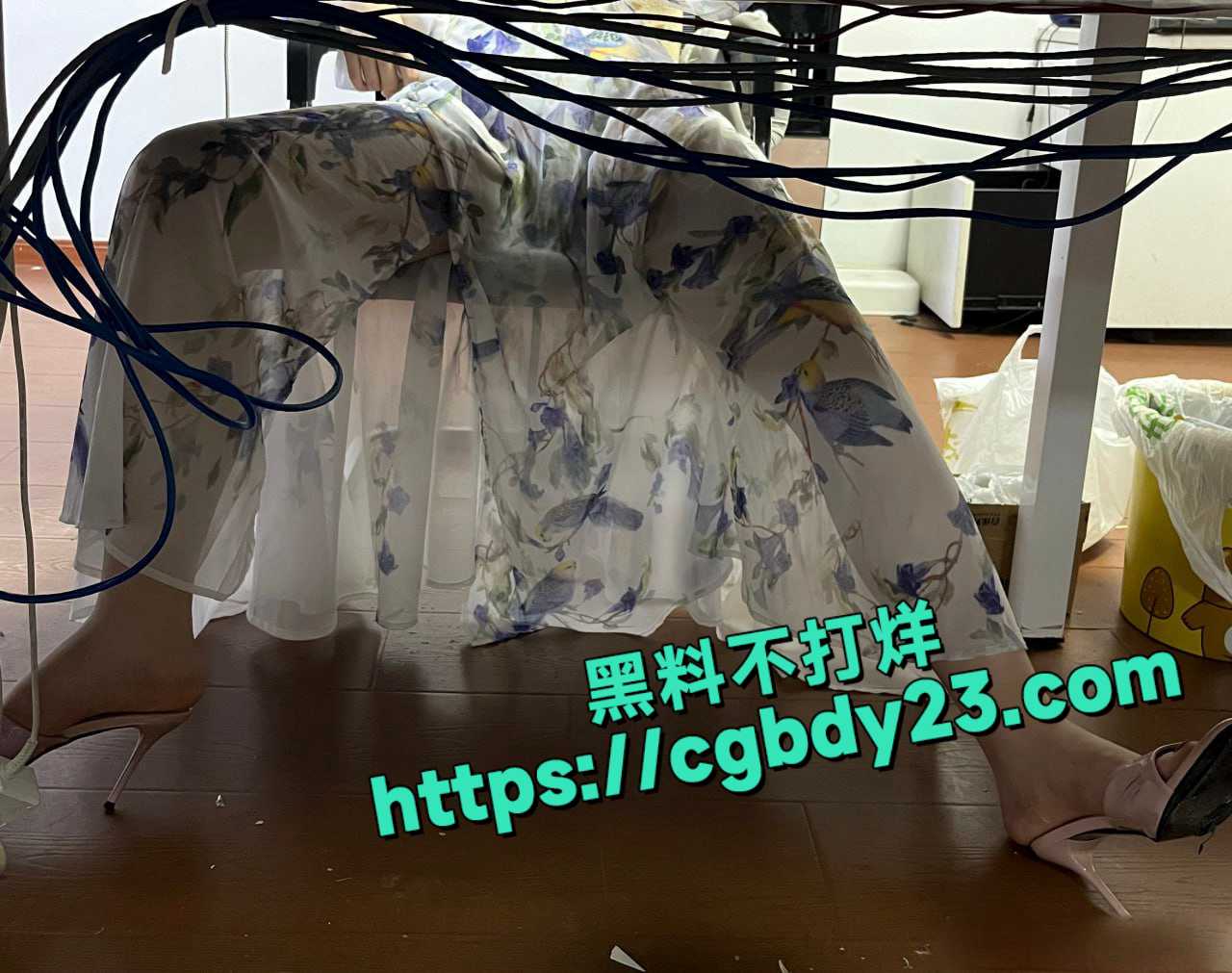 桌下偷拍女同事走光 还潜入她家偷拍内裤4