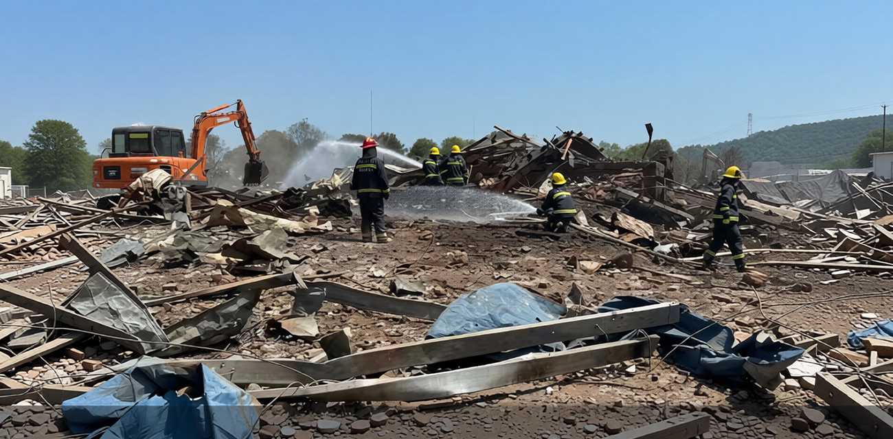 湖南长沙浏阳烟花厂爆炸重大事故 核心现场夷为平地 航拍画面惨不忍睹