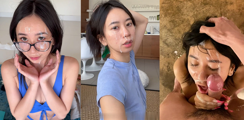 华裔女留学生 在洋爸爸面前淫荡至极 主动跪舔口爆 直至脸上却涂满精液才满足