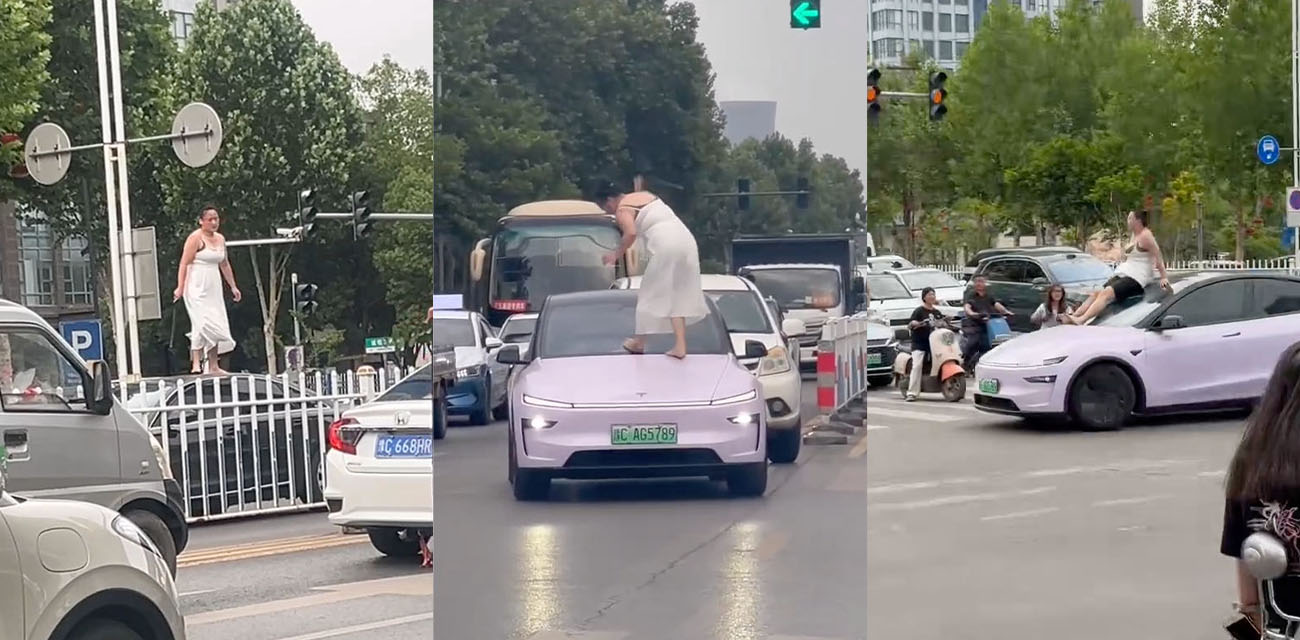 河南洛阳闹市区惊现白衣女子疯狂砸车 多辆汽车受到攻击 现场多角度视频流出