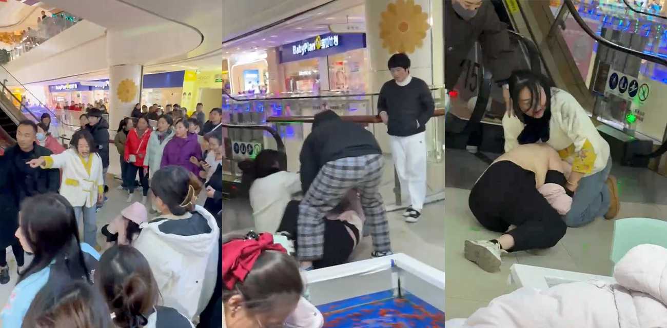 江苏省徐州市邳州市中钰商业广场 原配打小三扒掉衣服把奶子按在地上摩擦