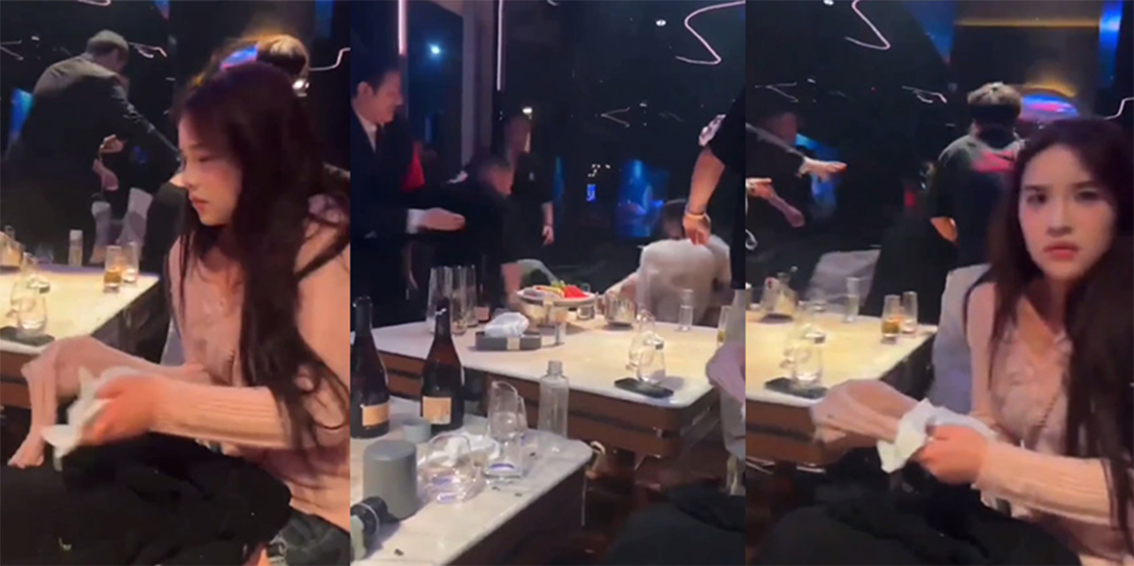 KTV激烈干架 酒瓶砸大哥头开花 陪酒妹妹被反杀一顿乱拳近景超惨