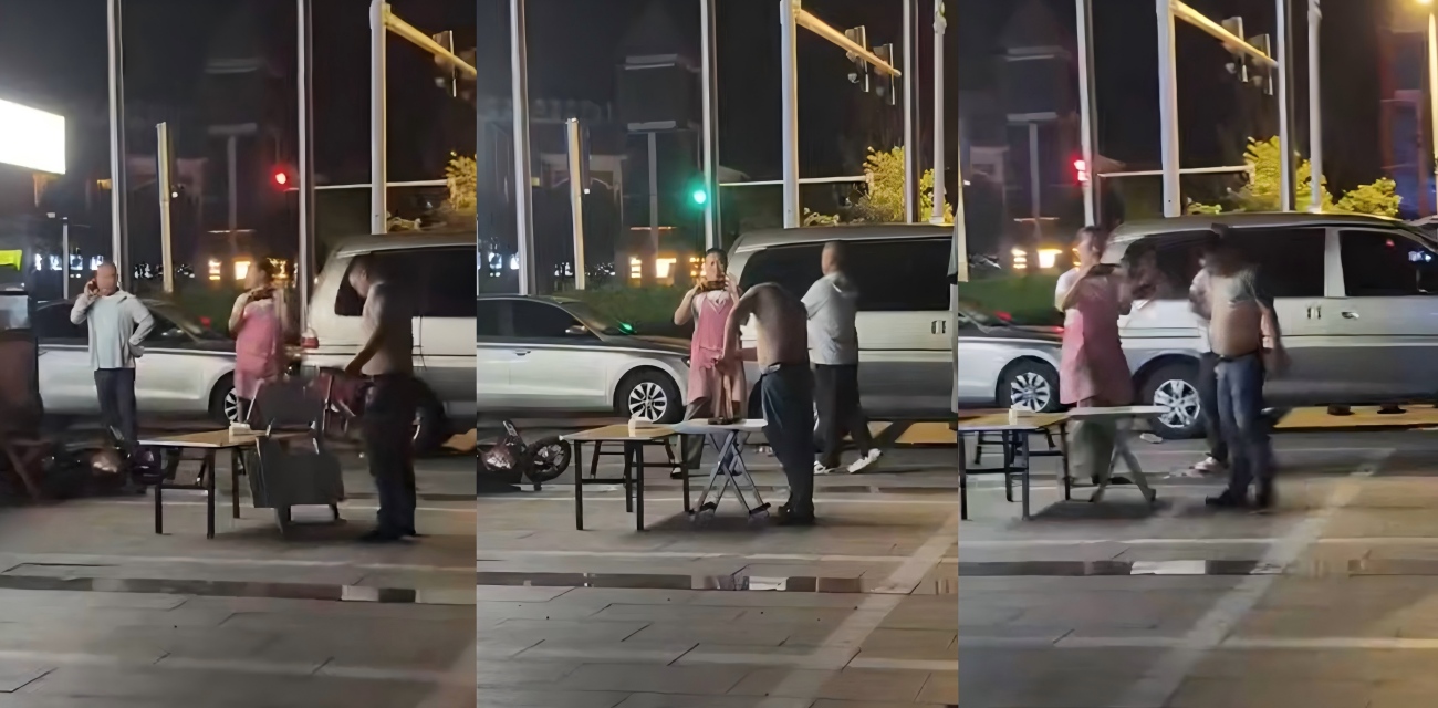 山东滨州醉汉街头耍横 马扎砸摊还挑衅路人 被壮汉摁地警察拖走