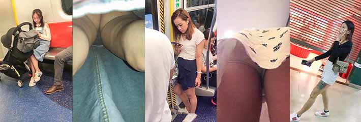 香港地铁美女露脸抄底，裙底风光大合集