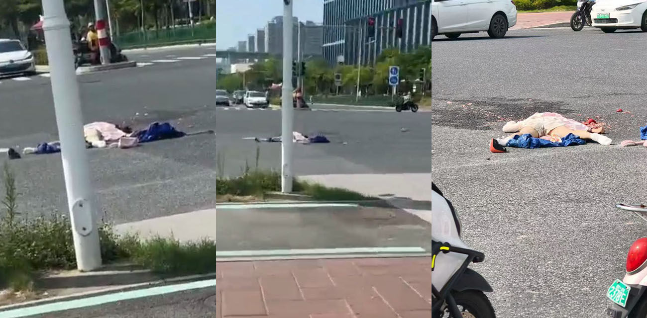 车祸血腥现场瓜友慎点 年轻小姐姐遭遇飞来横祸 直接被大货车碾压爆头