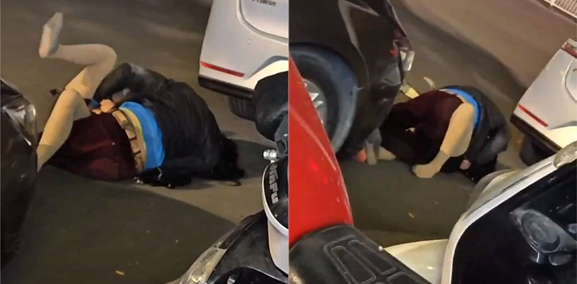 震惊！潮州绿榕北路一男子当街强奸女子未遂，男子被警察带走，精虫上脑的人真可怕！