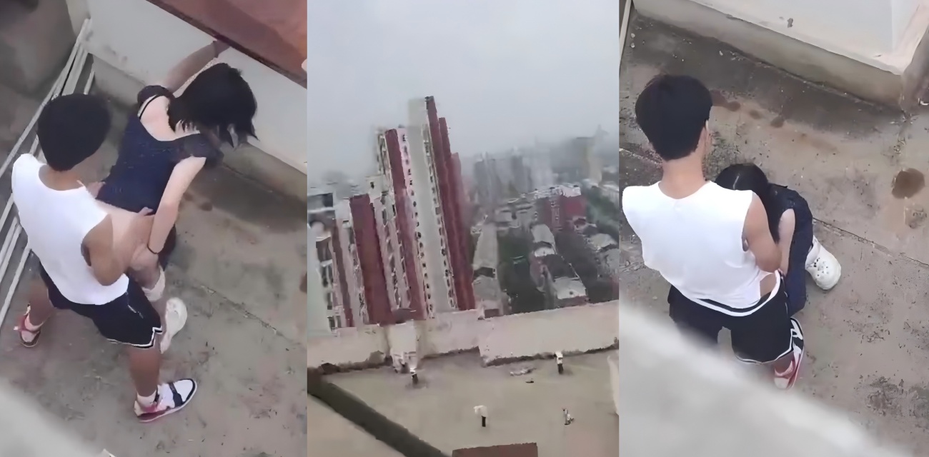 大中午学校顶楼 情侣墙角激战被偷拍 全程超清晰 太刺激了