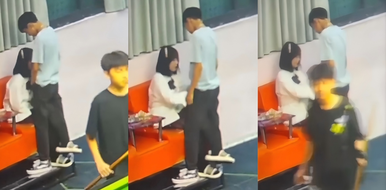 台球馆里胆大情侣当众亲热口交 短发妹和男友热吻被偷拍 场面太敢了
