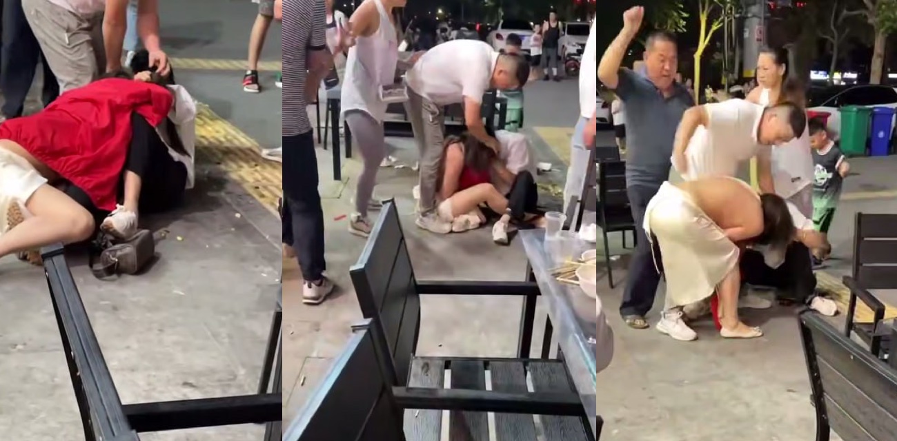 三亚夜市街头两女子薅头发疯狂打架 衣服撕烂身体裸露 吃瓜群众都看呆了