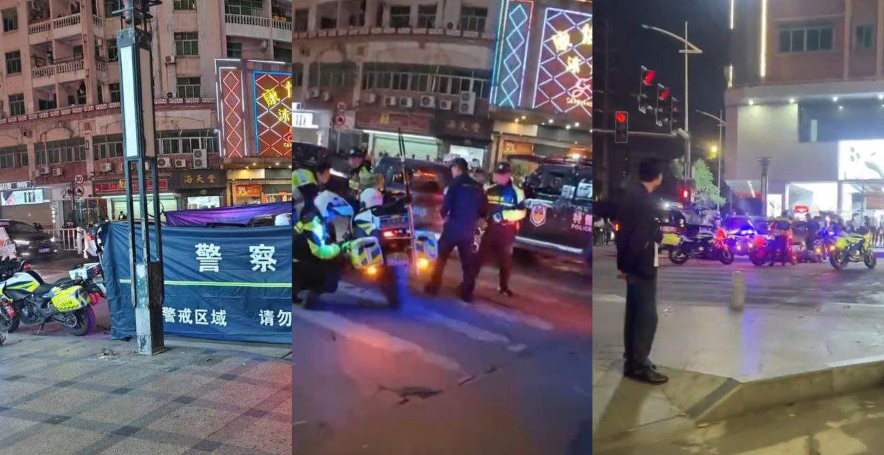 东莞发生惨烈车祸 一车醉驾+逆行+撞死人 逃逸后车辆轮胎被扎破 现场围起了警戒区域