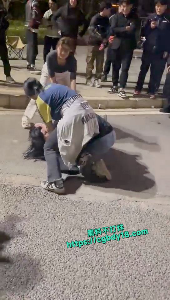 深夜精神小妹街头干架1