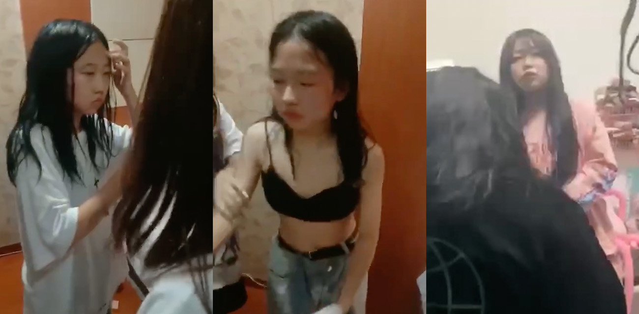 小小年纪就在外面学别人玩仙人跳 精神小妹敲诈狼友被暴打