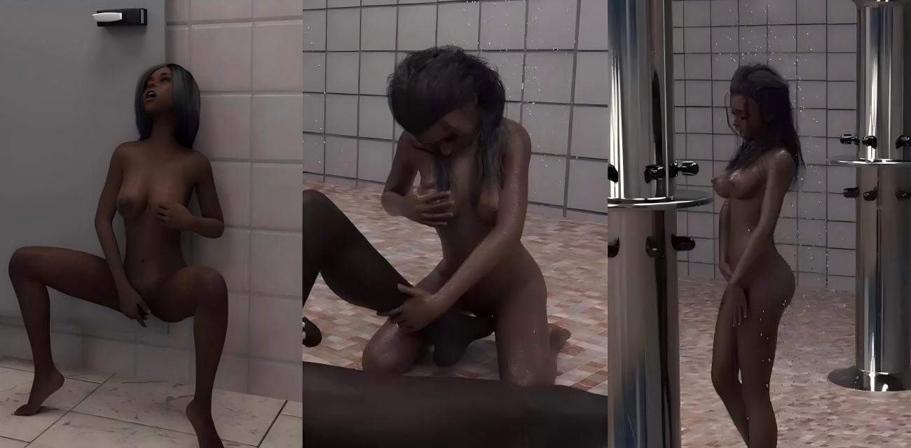 3D动漫暴露狂黑皮骚妹 游走在校园里 篮球场被舔脚 淋浴间跪舔大黑吊