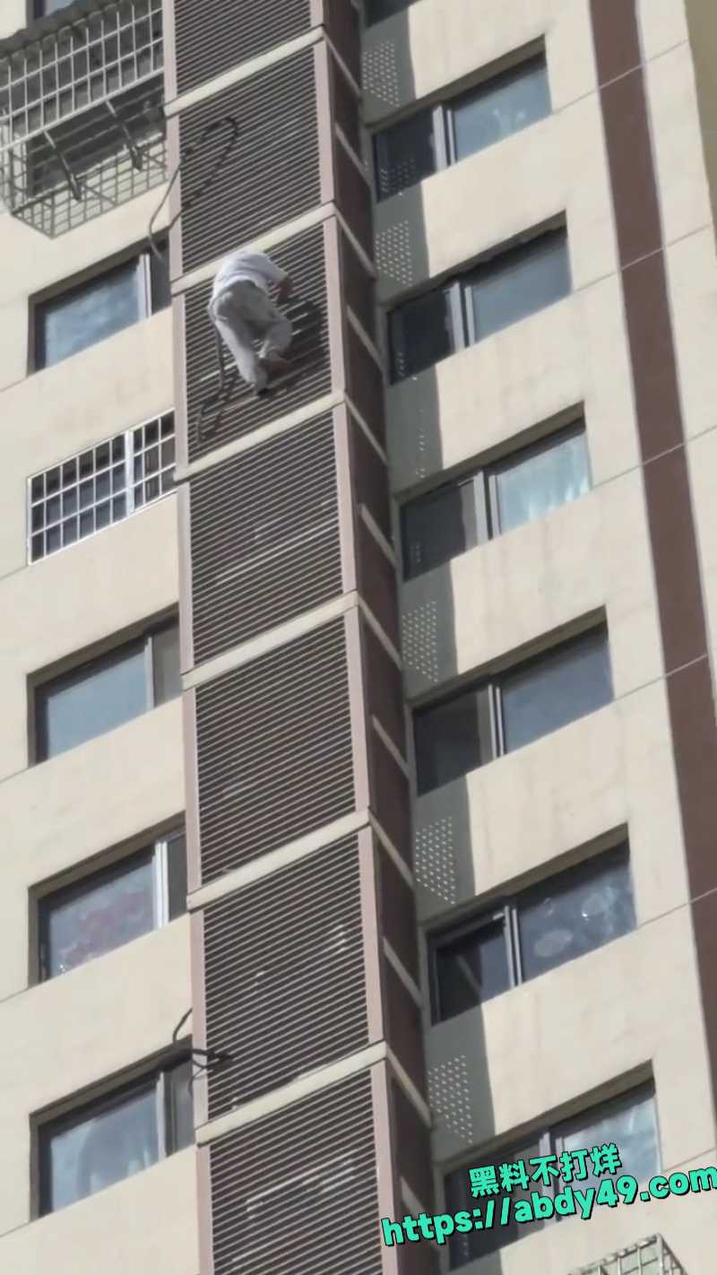 老太太高空爬墙心理素质真好7
