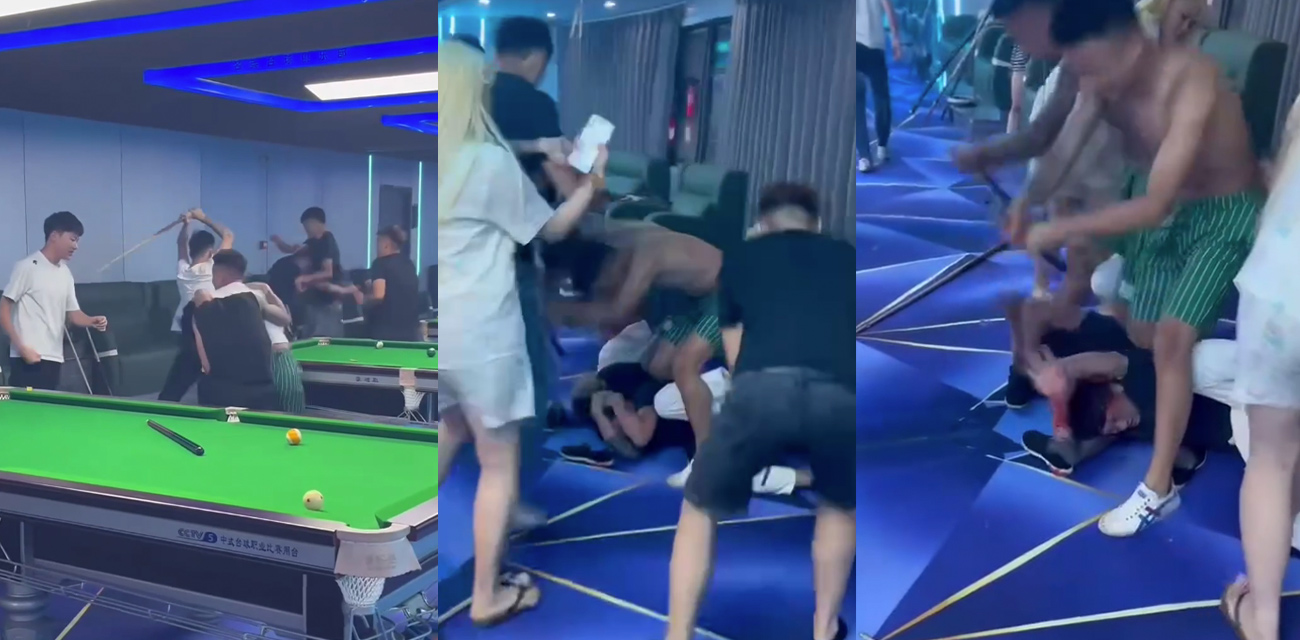 山东临沂台球厅命案 黑衣男被群殴头破血流 现在的年轻人真的太猛了
