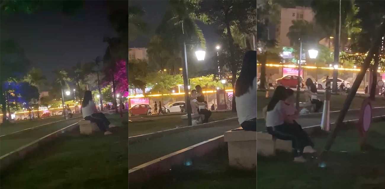 情侣在公园长椅上忘情做爱 完全不顾路人眼光 不要太嚣张了把