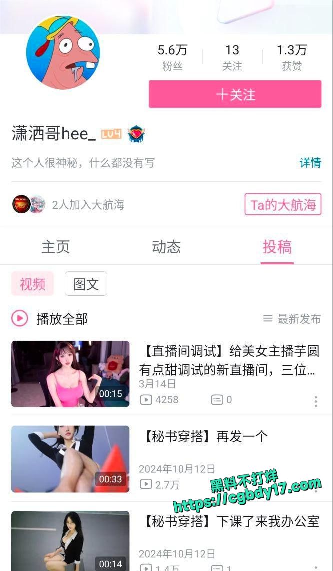 B站潇洒哥直播劲爆露逼1