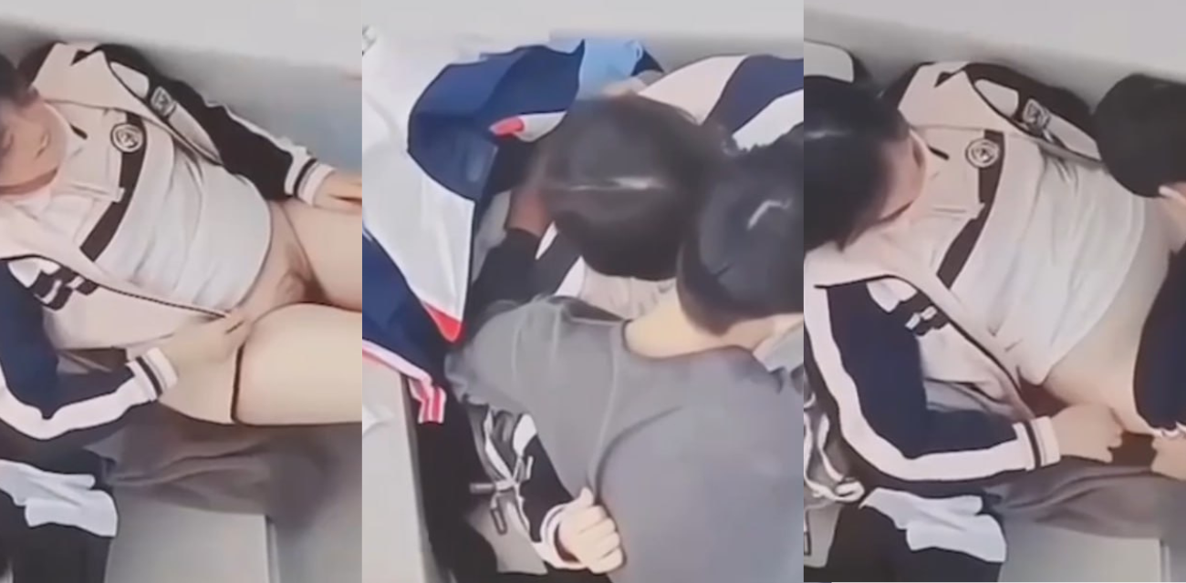 高中学生妹性早熟 跟男朋友在学校楼道乱搞 被同学偷拍下了精彩一幕