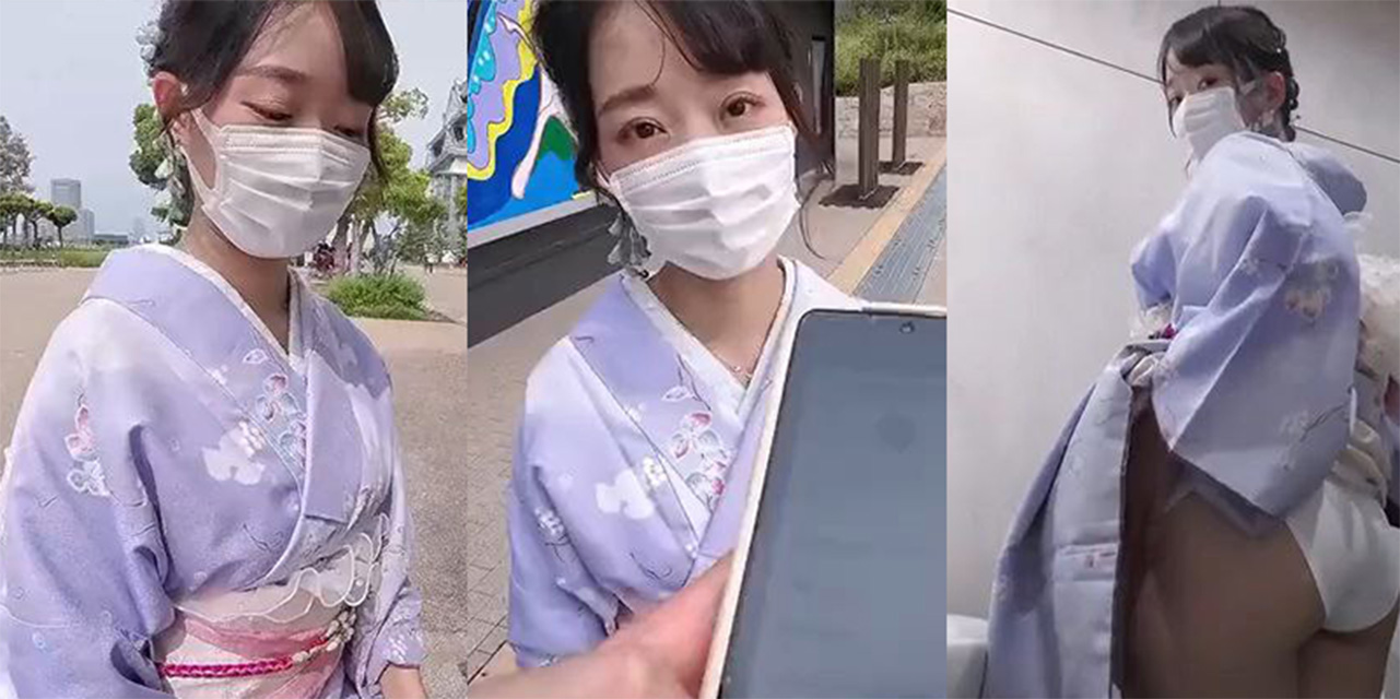 台湾极品女神 ssrpeach 户外搭讪 身穿日本服装 俩人在卫生间性爱