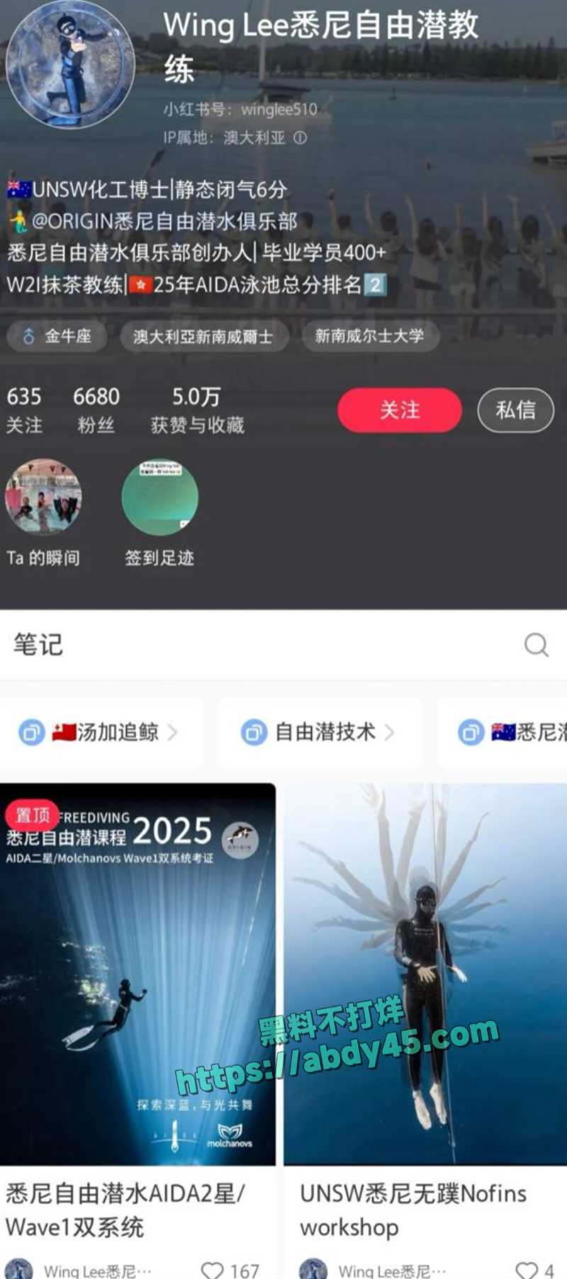 悉尼自由潜教练WingLee 1