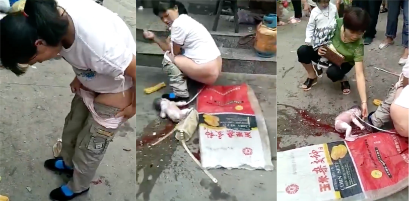 超裂的视频却又很伟大 女子不顾隐私当街产子众人出手相助 分娩的过程比想象中的丝滑！
