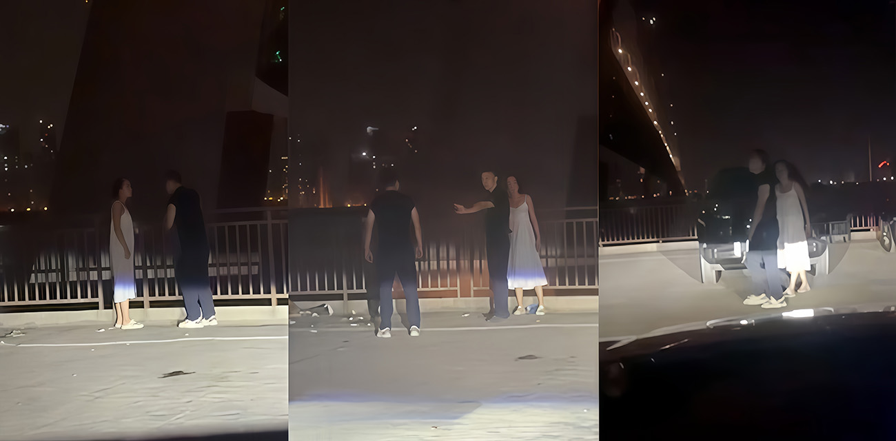 武汉二七长江大桥抓奸现场直播 妻子夜约被撞见 丈夫当场咆哮