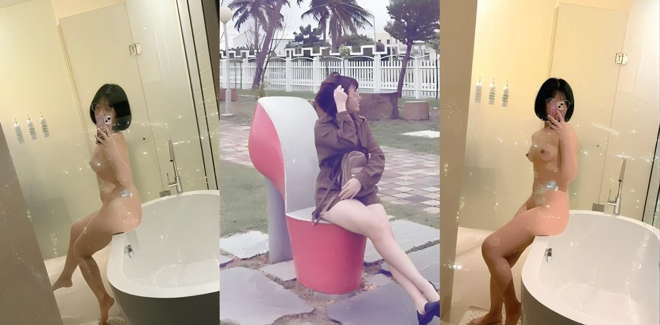 台湾眼镜妹林霜渟 背着男友偷情去酒店约炮 被干的欲求不满 还自己抠