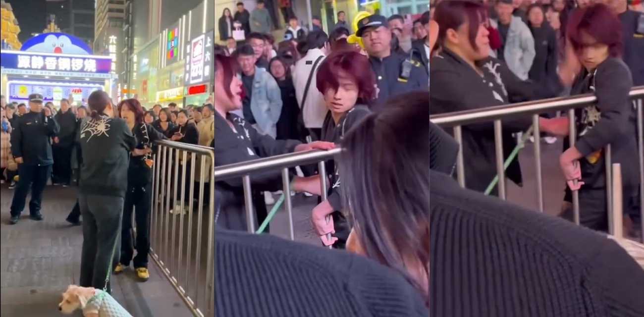 沈阳中街女友狂扇男友耳光 男友花她的钱出轨前女友 杂技大哥成了最大的小丑