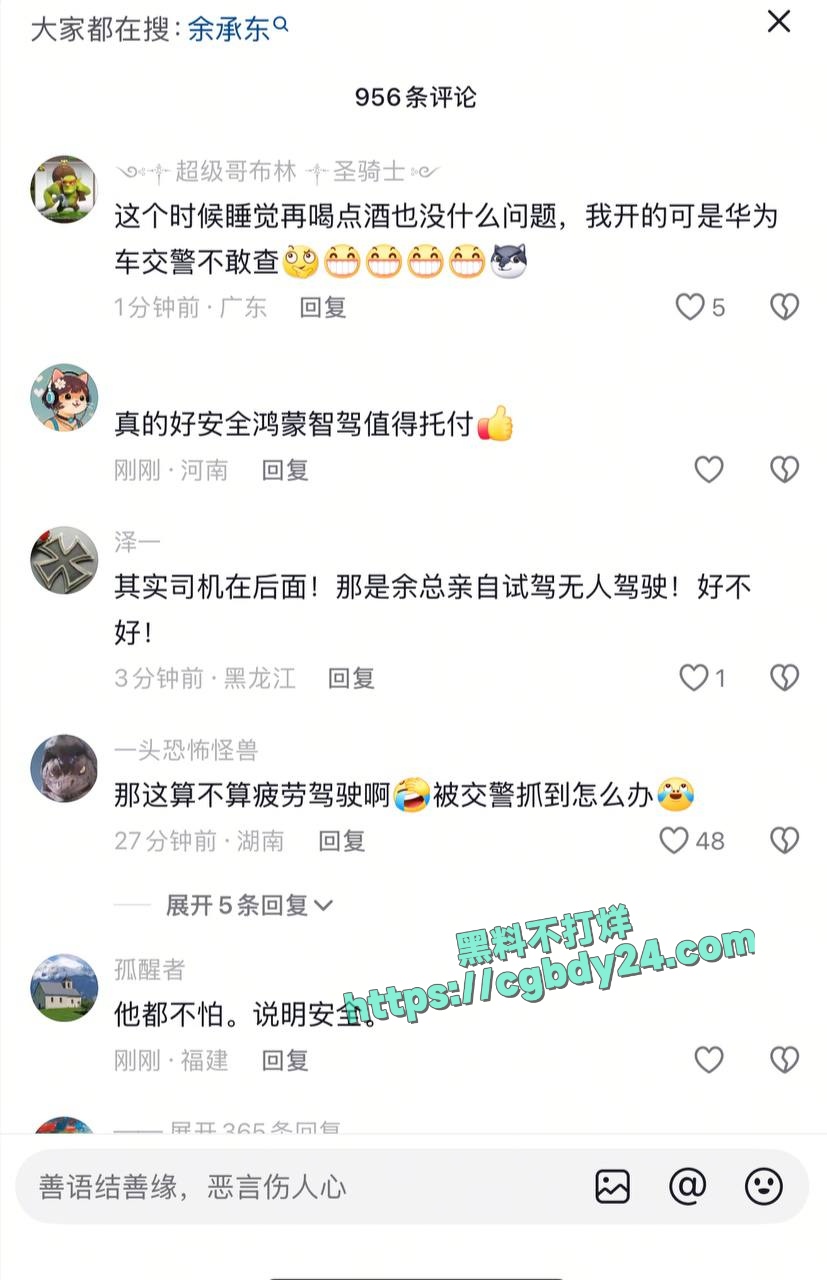 华为常务董事终端BG董事长余承东开车低头睡觉6