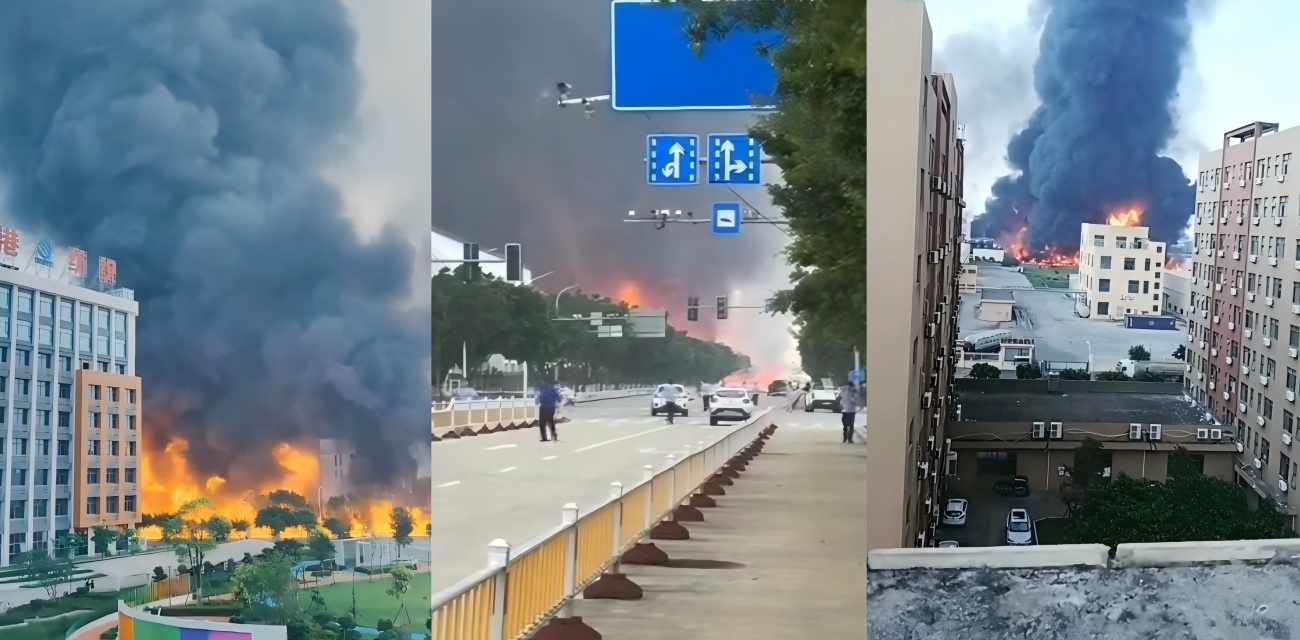 福清厂房大火烧得吓人 黑烟冲天 消防员拼了命救火 暂无伤亡