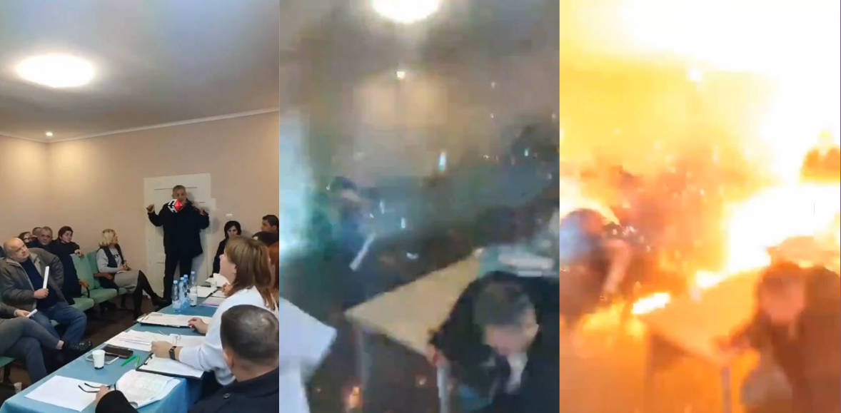 真实战争影像！乌克兰西部外喀尔巴阡山脉驻村政府代表在当地村委会会议室内引爆3颗手榴弹！