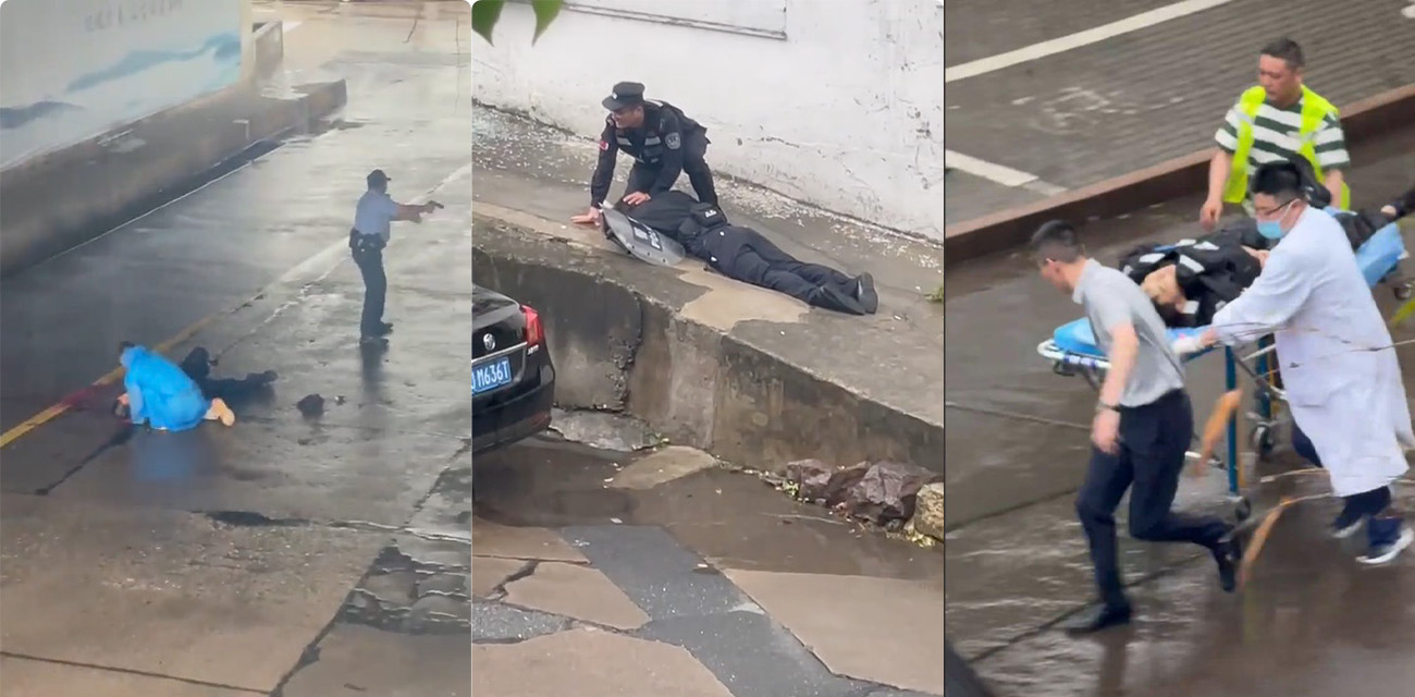 浙江台州临海古城突发警匪枪击案 据传7人倒地其中5人是特警 现场视频全网首曝光