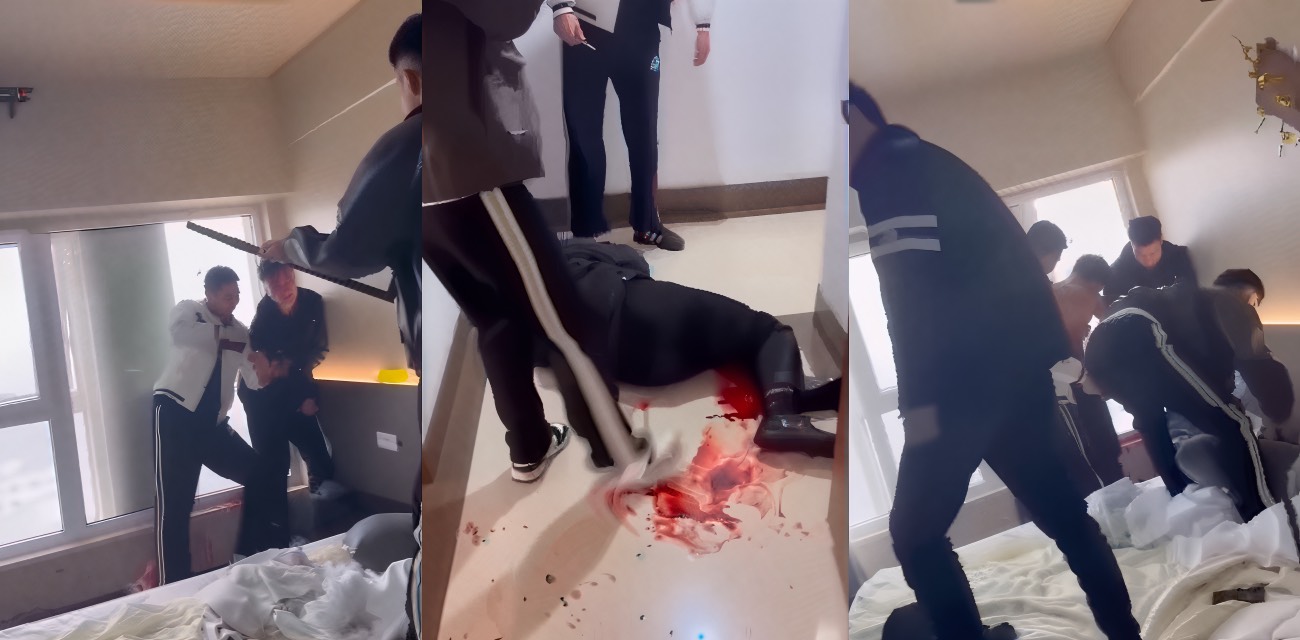吉林长春万达公寓东北精神小伙小妹 聚众打架白衣男刀不停 两人战损