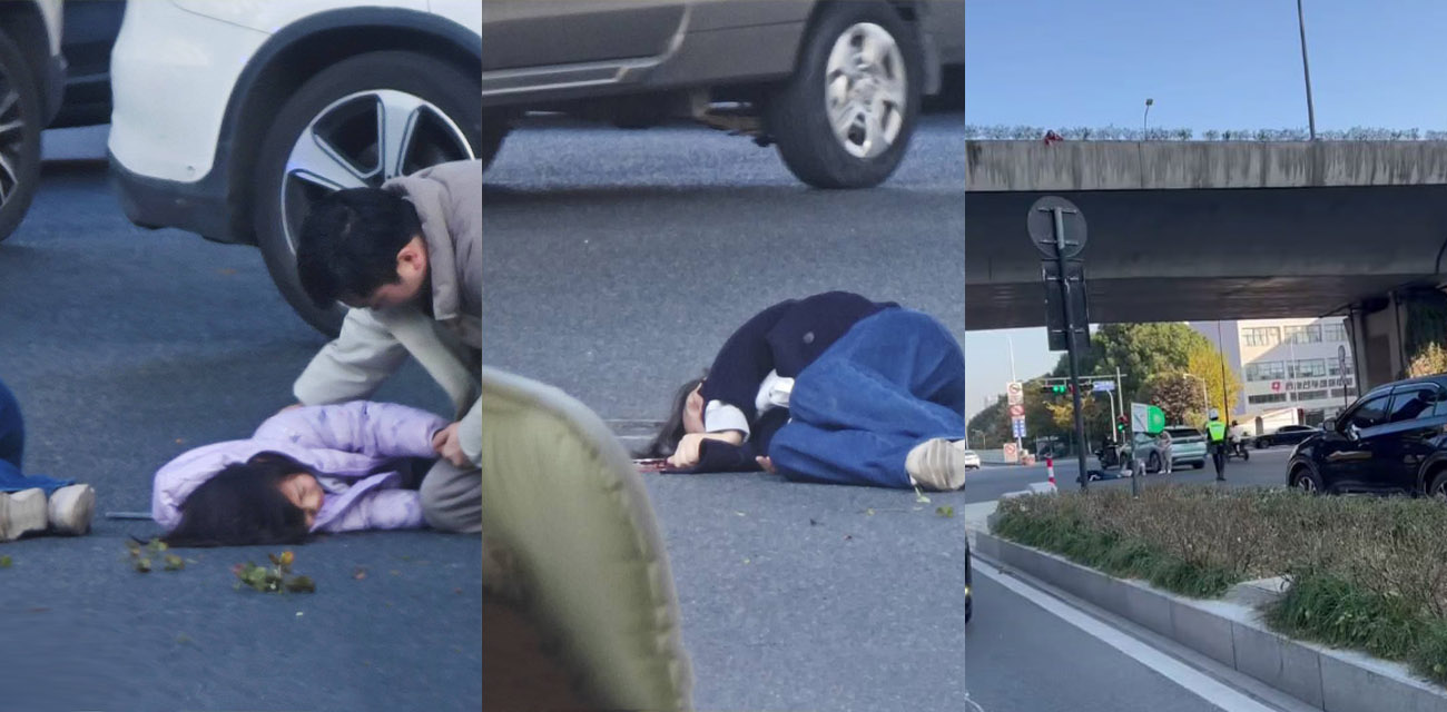 网友拍下杭州天桥惊魂一幕 女子疑似先将年幼女儿从桥上扔下 随后自己又跳 有说是因吵架酿成的悲剧