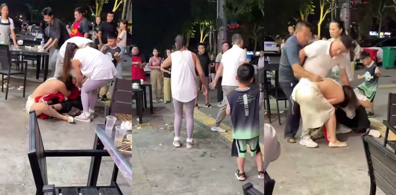 大街惊魂 小三原配互撕衣服烂奶盖露 渣男全程护小三 家丑外扬全网吃瓜 引发全网热议