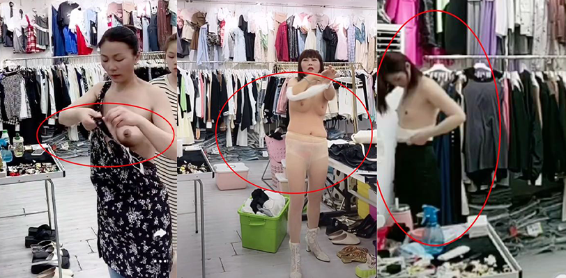 抖音 潮范女装2号 网红女装店直播卖衣服 偷拍女顾客换衣服露三点 清一色高质量大美女