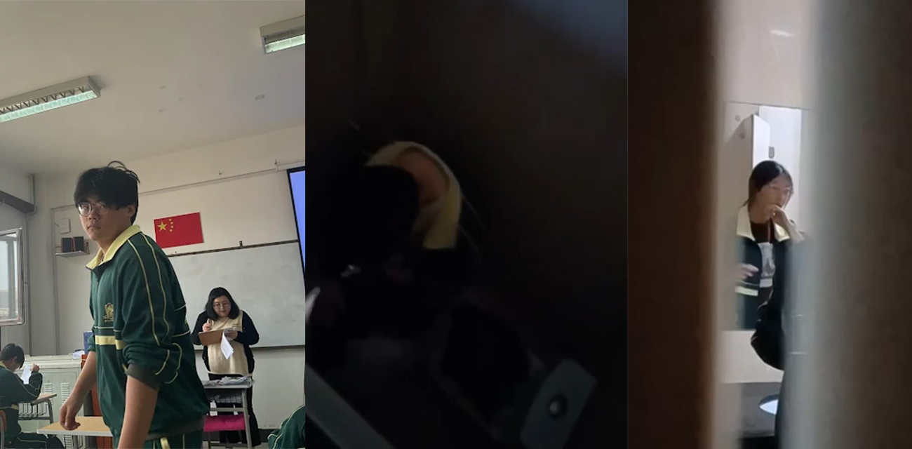 大连枫叶国际学院 情侣厕所激情被偷拍 喘息声太大被发现 事后还不忘漱口