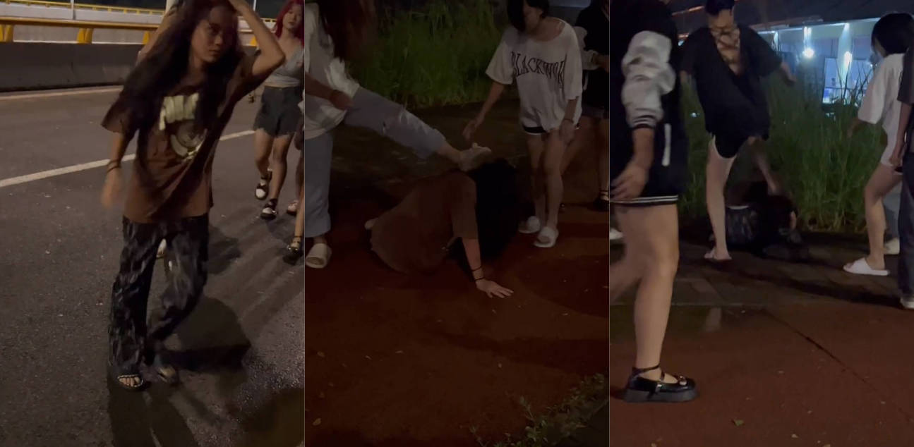 惠州精神小妹群体霸凌 街头直接开始乱斗 视频流出！
