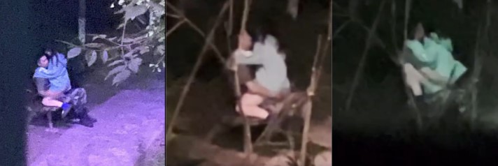 广西艺术学院 教官和学员在艺术楼后小树林打炮被偷拍