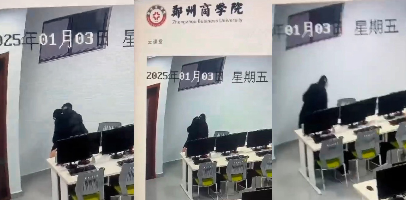 郑州商学院一对情侣竟在学校多媒体室啪啪 50秒监控视频流出