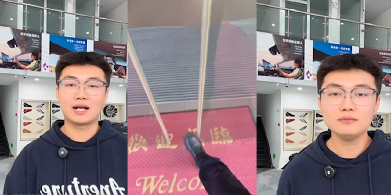海口小鹏4S店感应门夹脚炸裂！玻璃门直接掉落碎一地 店员逆天甩锅